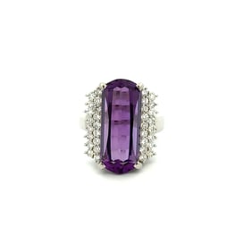 Platinum 3.5ct Amethyst Diamond Ring