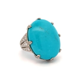 Platinum Sleeping Beauty Turquoise Diamond Ring