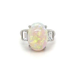 Platinum Australian Opal Diamond Ring
