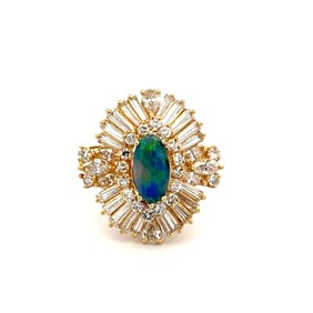18K Gold Black Opal 3.60ct Diamond Ring