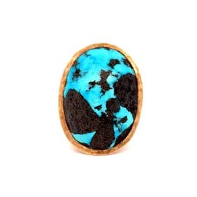 14K Gold Large Vintage 40ct Turquoise Ring