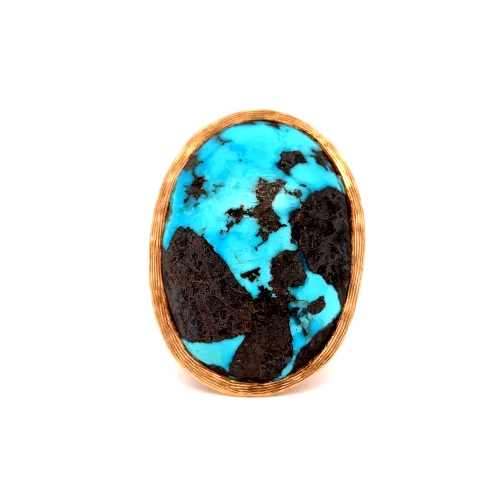 14K Gold Large Vintage 40ct Turquoise Ring (1 of 4)