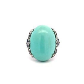 Platinum Persian Turquoise Sapphire Diamond Ring