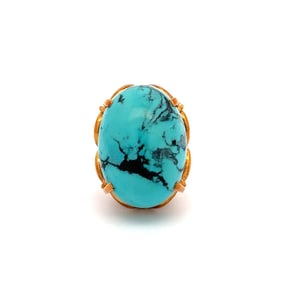 18K Gold Spiderweb Turquoise Filigree Ring