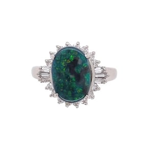 Platinum Black Opal & Diamond Ring