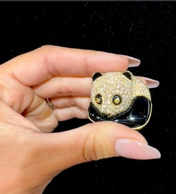 H. Stern 18K Diamond & Onyx Panda Brooch