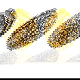 Hammerman 18K Diamond Vintage Earrings: Elegant Hammerman Brothers earrings crafted in 18K yellow gold, set with 92 round brilliant diamonds totaling approximately 3.70ct, 19.14g. - 18K yellow gold - 92 round brilliant diamonds, approx. 3.7