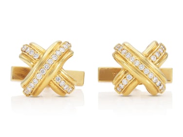 Tiffany & Co. 18K Diamond X Cufflinks, 1990s