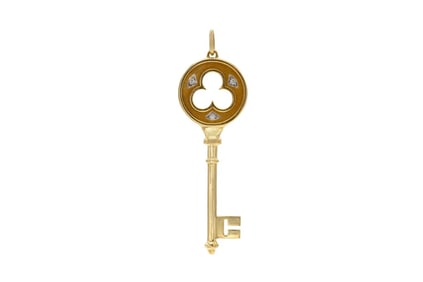 Tiffany & Co18k Gold Diamond Key Pendant 8.4 grams