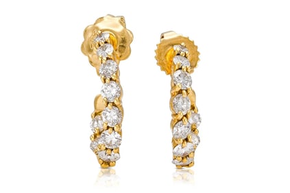 Tiffany & Co 18k Gold 1.00ct Diamond Hoops