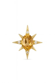 14k Gold Orange Sapphire Compass Pendant