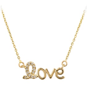 14K Gold Diamond Love Necklace