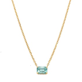 14K Gold Emerald Pendant Necklace 1.75 grams