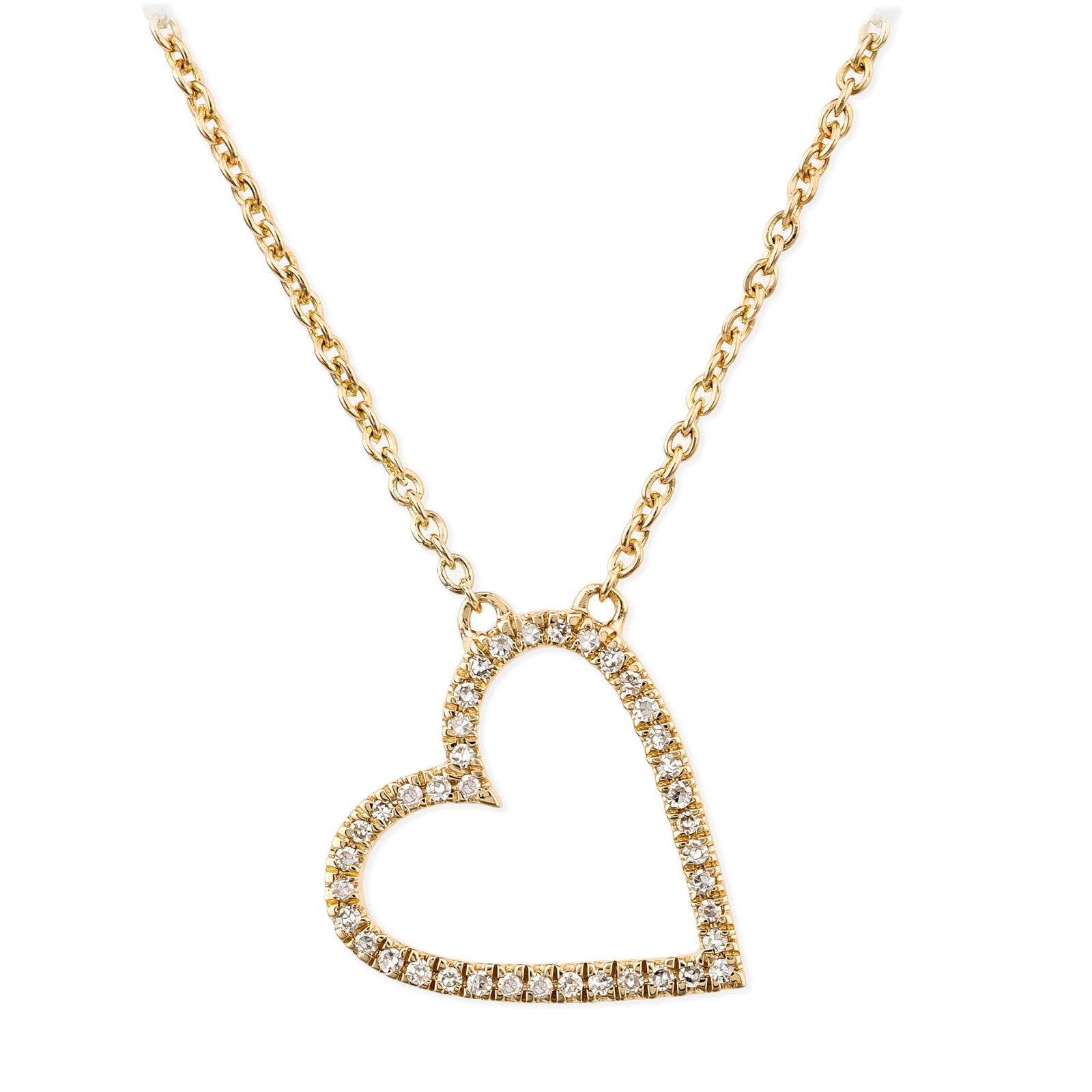 14K Gold Diamond Open Heart Necklace 1.80 grams (1 of 2)