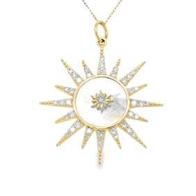 14K Gold Diamond MOP Starburst Pendant 2.75 grams
