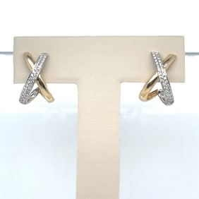 14K Two-Tone Diamond X Earrings