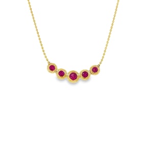 14K Gold Ruby Bar Necklace