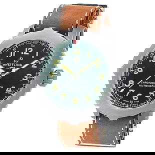 Breitling Super 8 Titanium Watch: Brand new Breitling Navitimer Aviator Super 8 B20 men’s watch in titanium with a green dial and brown leather strap—rugged and stylish with modern precision. - Brand: Breitling - Model Name: Navit