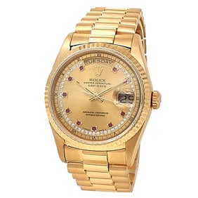 Rolex Day-Date 18k Gold Diamond Dial Watch 18238