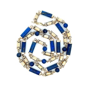 14K YG 1960s Lapis Link Necklace