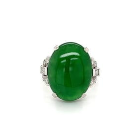 Platinum Art Deco A Jade & Diamond Ring