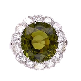Platinum Art Deco Tourmaline Diamond Ring