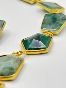 Natural Emerald Gold Plated Silver 6 Foot Strand