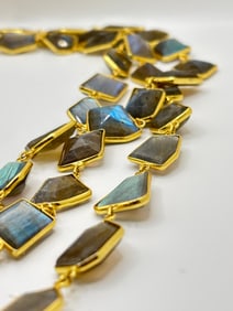 6ft Labradorite Gold-Plated Silver Necklace