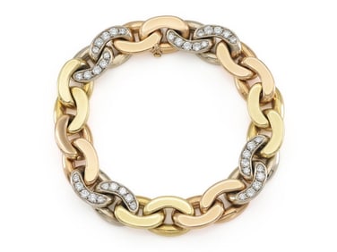 Bvlgari Tri-Gold Diamond Link Bracelet