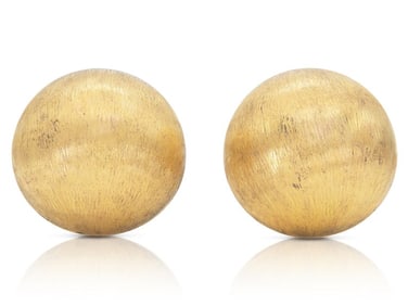 Vintage 14k Gold Brushed Ball Earrings