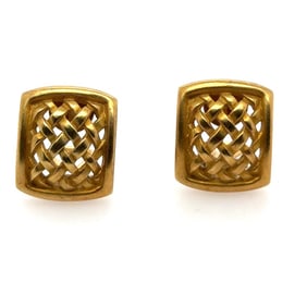 Kieselstein-Cord 18k Gold Basket Weave Earrings