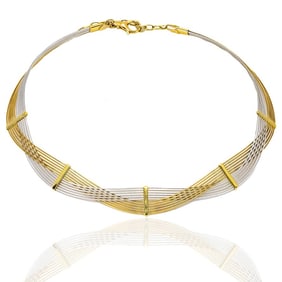 Two-Tone 14k Gold Woven Choker Necklace