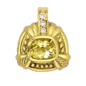 Judith Ripka 18k Gold Citrine Diamond Pendant