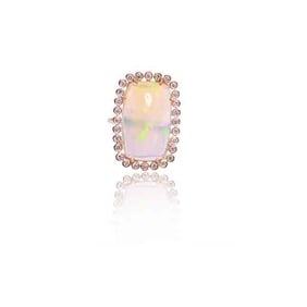 18k Gold Ethiopian Opal Diamond Ring
