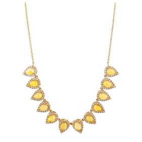 14k Gold Ethiopian Opal Diamond Necklace