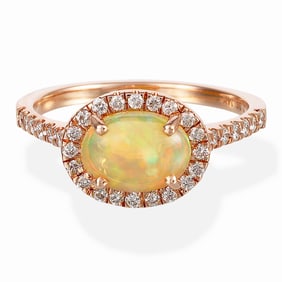 14k Rose & Yellow Gold Opal Diamond Ring