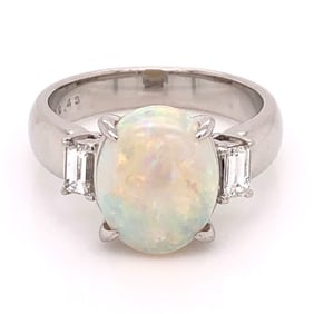 Platinum 4ct Australian Opal Diamond Ring