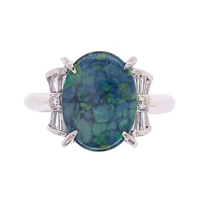 Platinum 2.55ct Black Opal Diamond Ring