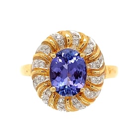 18k Gold 1.80ct Tanzanite Diamond Ring