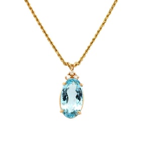 14k Gold 13.71ct Topaz Diamond Pendant Necklace