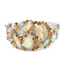 Sterling GF Opal Tourmaline Cuff Bracelet