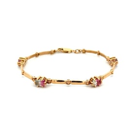 14k Gold Watermelon Tourmaline Bracelet