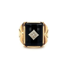 10k Gold Onyx Slab Diamond Band Ring