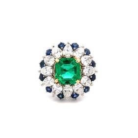 Platinum 2.20ct Colombian Emerald GIA Diamond Ring