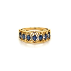 14k Gold Sapphire Diamond Band Ring