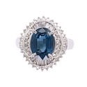 Platinum Sapphire Diamond Double Halo Ring
