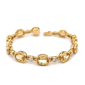 18k Gold Imperial Topaz Diamond Bezel Bracelet