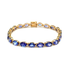 14k Gold Tanzanite Diamond Line Bracelet