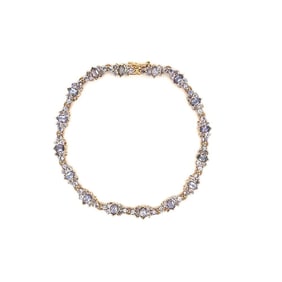 14k Gold 7.50tcw Tanzanite Cluster Bracelet
