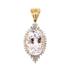 14k Gold 12ct Kunzite & Diamond Pendant